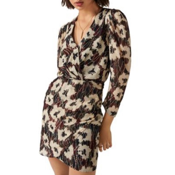 ba&sh Dresses & Skirts - Ba&sh KIVY METALLIC FLORAL PRINT MINI SIZE MEDIUM COLOR OFF WHITE